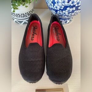 Skechers Womens Shoes Size 8 Navy Black Relaxed Fit Knit Flats Memory Foam